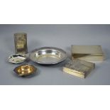 Konvolut Silberobjekte6-tlg., 5 Teile 925 Silber, quadratische Zigarrenbox, Italien, Mailand,