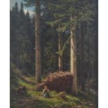 Ernst von Bernuth (1833 Haus Appel bei Rech - 1923 Düsseldorf)Mädchen im Wald, Öl auf Leinwand,