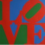 Robert Indiana (1928 New Castle)Love, Farbplakat, in den Farben Rot, Grün und Blau, 66 cm x 66 cm,