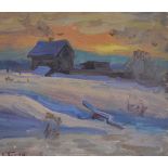 Kim Nikolaevich Britov (Russland 1925 - 2010)Winterlandschaft, Öl auf Karton, 35 cm x 41 cm, unten