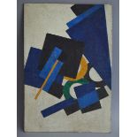 Russische Künstler des 20. Jh.4-tlg. Konvolut, Komposition auf Blau, Öl auf Holz, 39,5 cm x 28 cm,