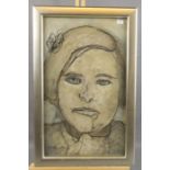 MENDELSOHN, MARC (1915-2013), Gemälde: "Porträt eines Mädchens", Kohle über Öl auf