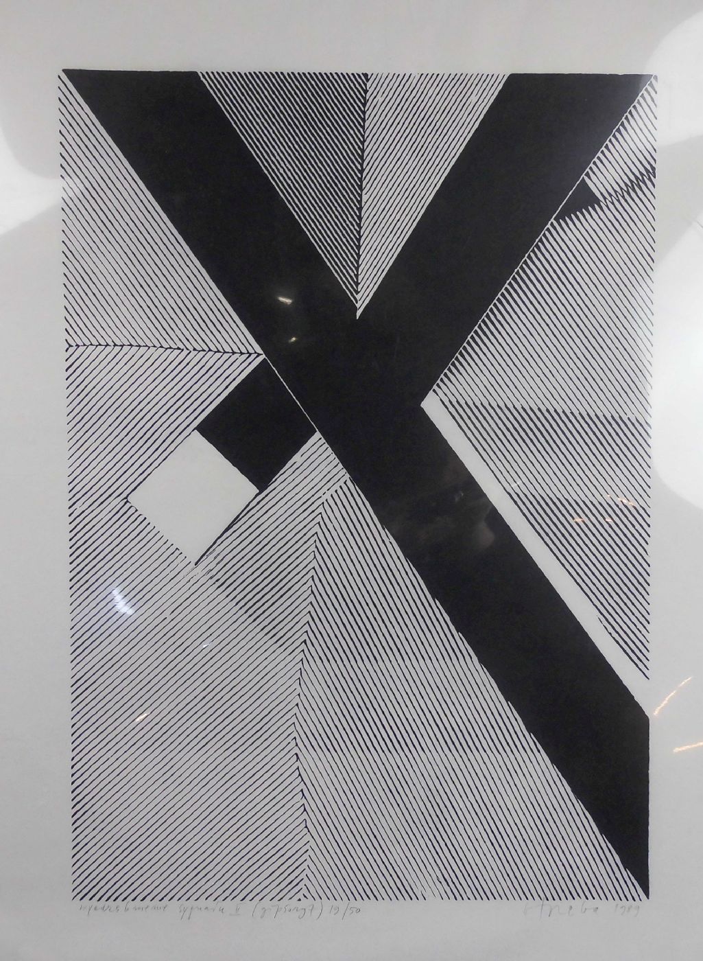 OTREBA, RYSZARD (geb. 1932), Lithographie auf Japanpapier: "Lineare Komposition", bezeichnet "Wyedra