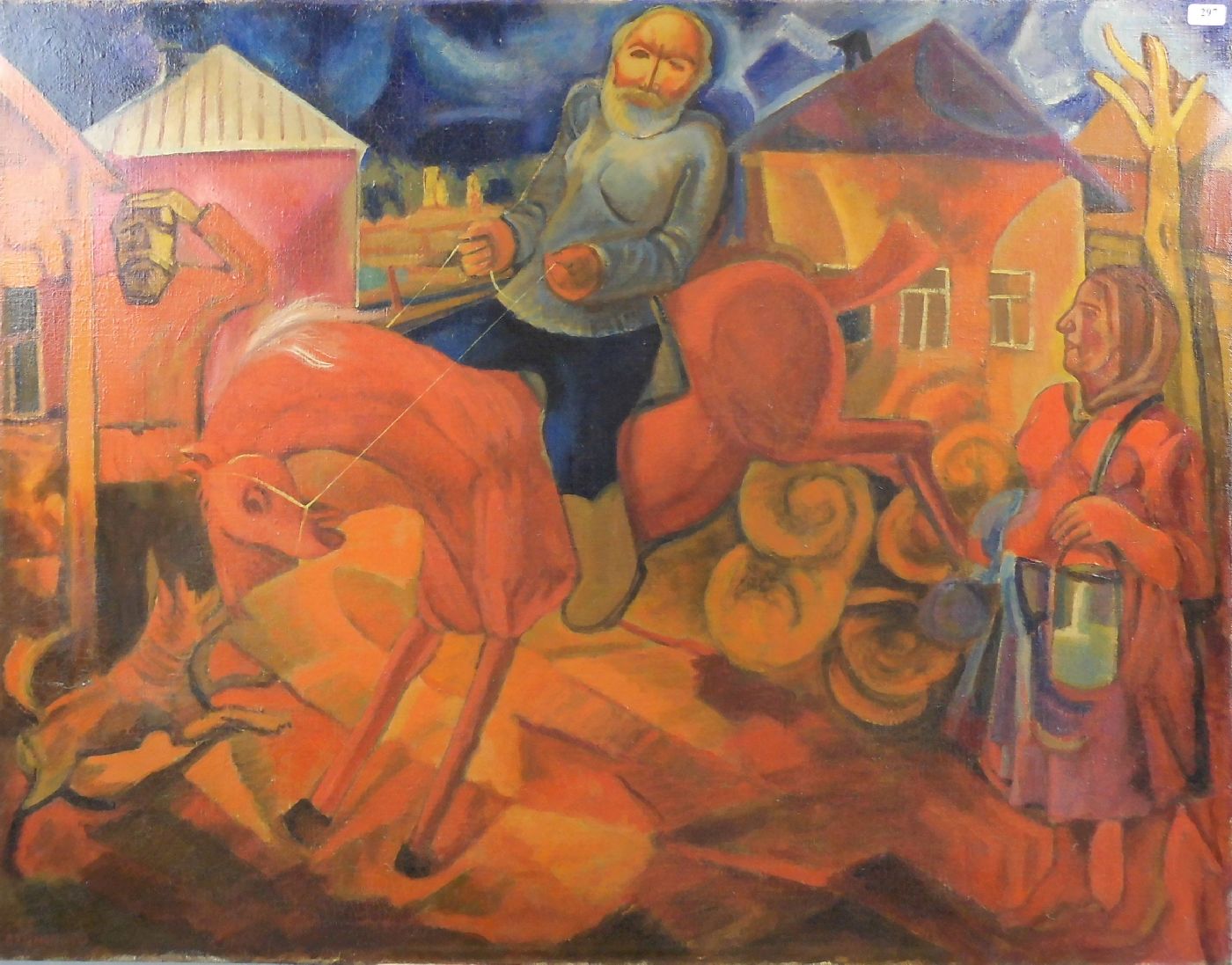 PALMOV, VIKTOR NIKRANOROVITCH (1888-1929), Gemälde: "Reiterszene", Öl auf Leinwand, u. l. signiert