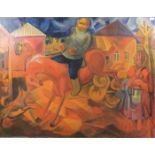 PALMOV, VIKTOR NIKRANOROVITCH (1888-1929), Gemälde: "Reiterszene", Öl auf Leinwand, u. l. signiert