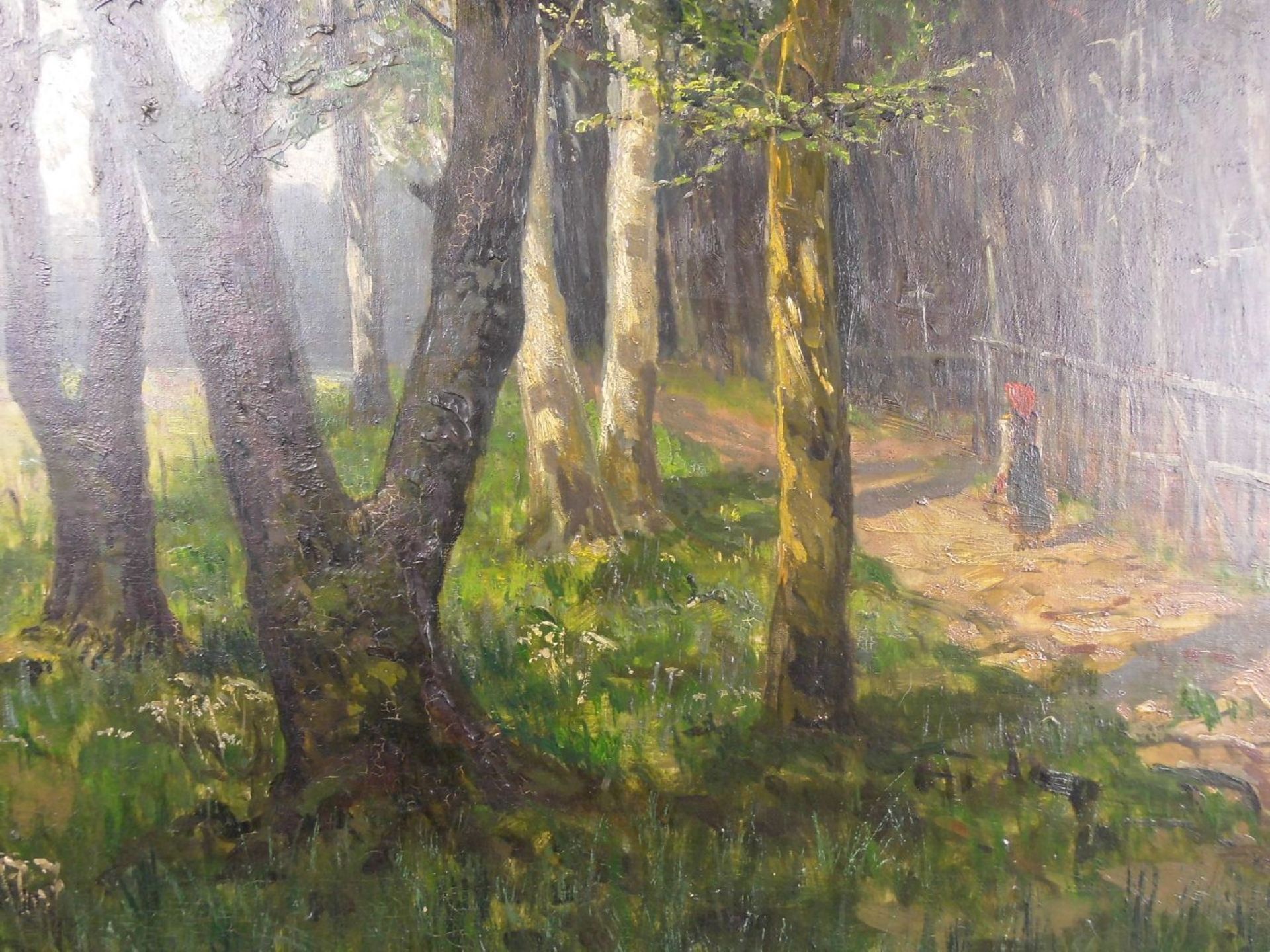 ROUSSET (Jules Rousset ?, 1840-1921), Gemälde: "Sommerlicher Feldweg am Waldrand", Öl auf - Image 2 of 4