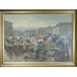 BJULF, SÖREN CHRISTIAN (auch H. A. Brink, 1890-1958), Gemälde: "Fischmarkt in Kopenhagen", Öl auf