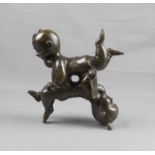 SKULPTUR / FIGURENPAAR: "Spielende Kinder / Artistenpaar", Bronze, hellbraune Patina mit