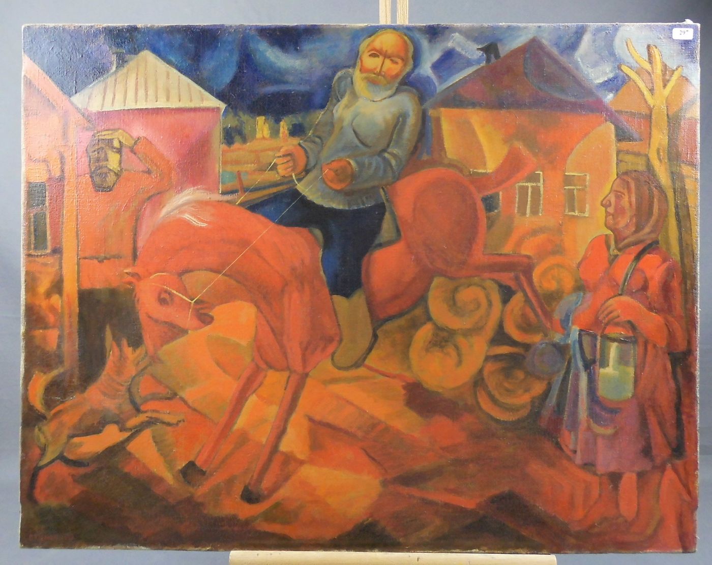PALMOV, VIKTOR NIKRANOROVITCH (1888-1929), Gemälde: "Reiterszene", Öl auf Leinwand, u. l. signiert - Image 2 of 4