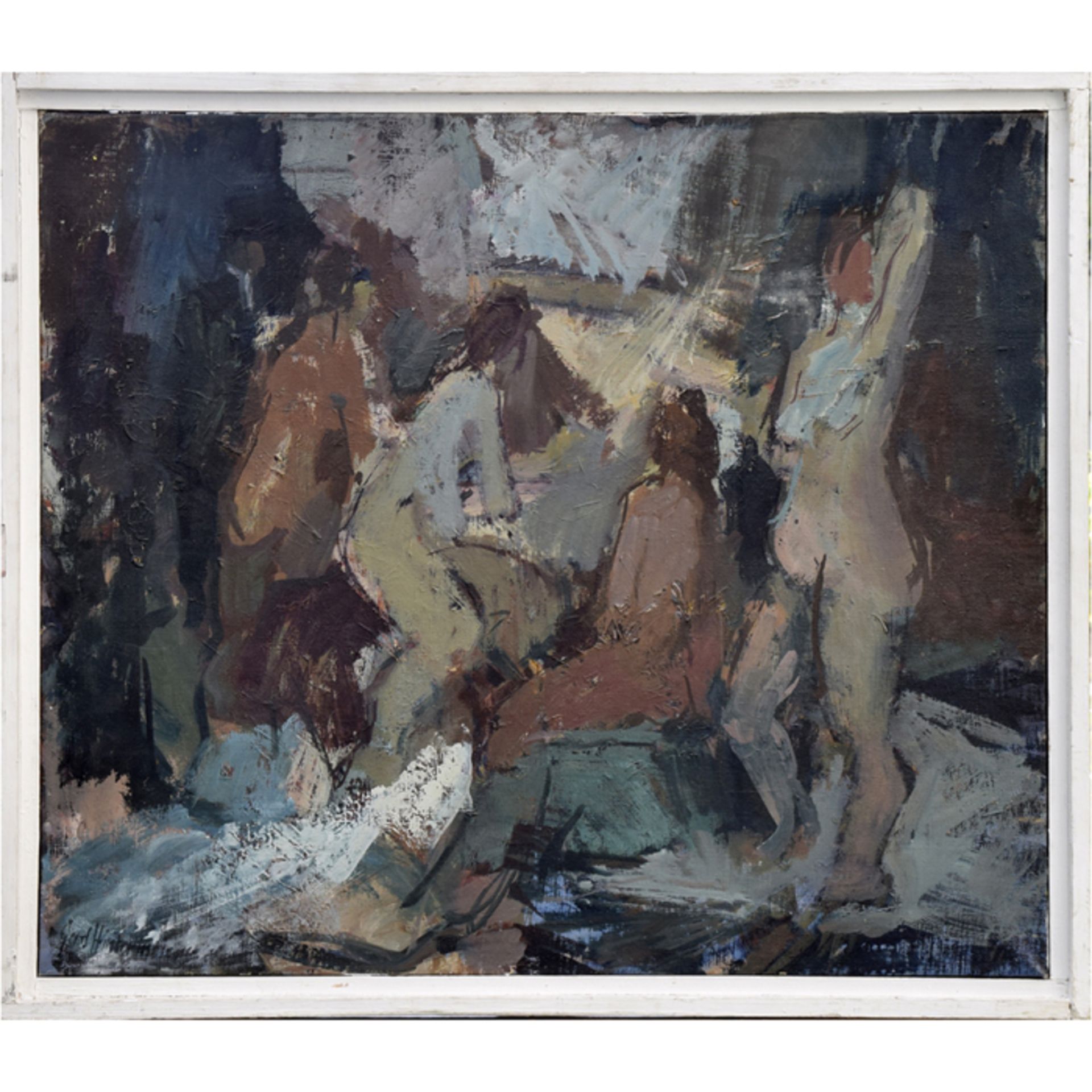 Gerd HINTERMEIER; *1942 Crailsheim; Acryl auf Leinwand "Aktkomposition"; li. unten sign.; 58 cm x 50