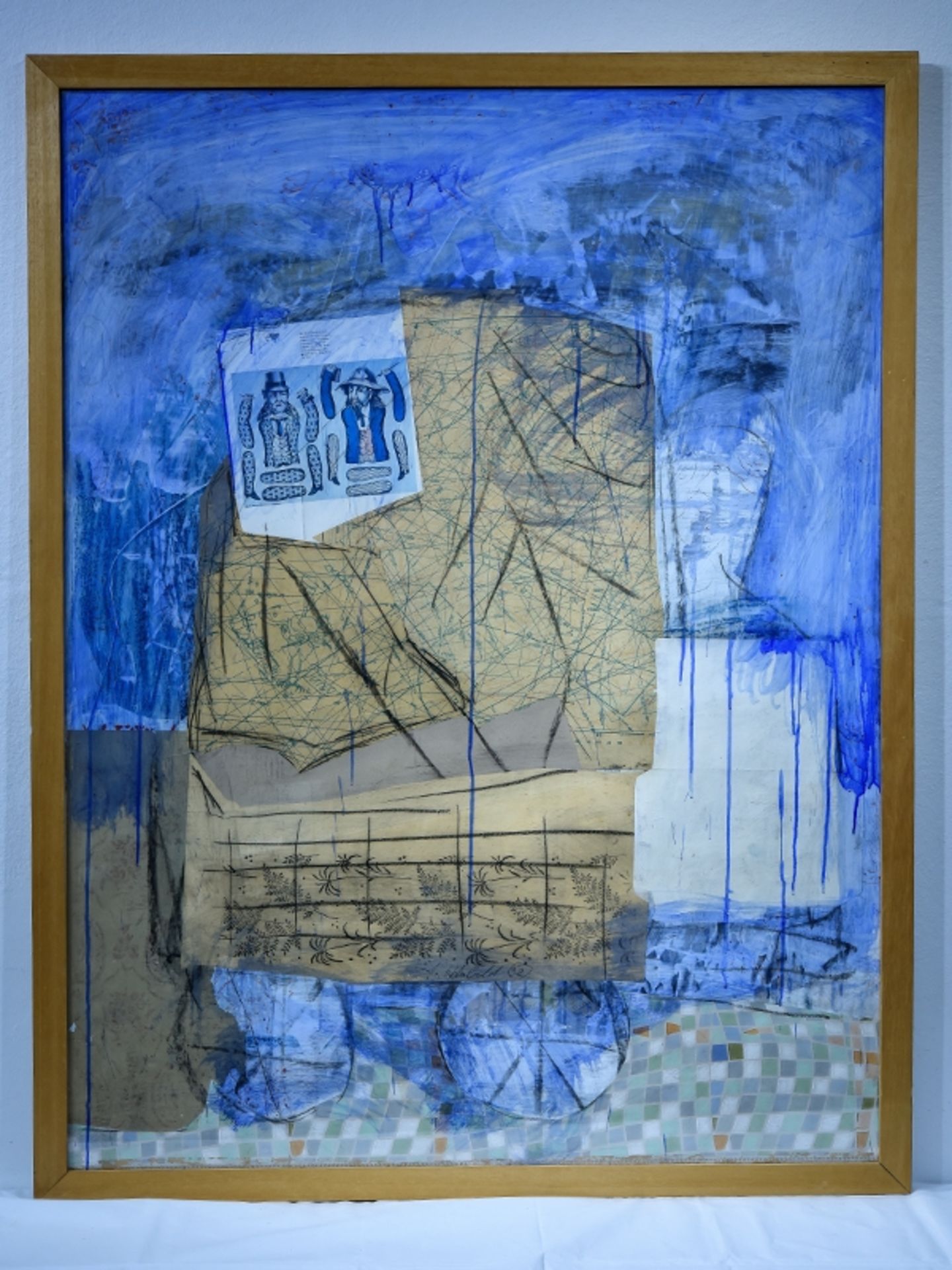 Helmbold, Thomas (geboren 1952)    Collage und Mischtechnik auf Papier, Der Heuwagen, unten in der