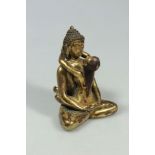 Yab-Yum, Bronze vergoldet, Tibet/China, 20. Jh., Samantabhadra mit seiner Gefährtin Samantabhadri.