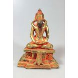 Yab-Yum, Bronze vergoldet, Tibet/China, 20. Jh. Samantabhadra mit seiner Gefährtin Samantabhadri auf