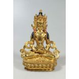 Bodhisattva Amitayus, Bronze vergoldet und bemalt, der Buddha ist eine Nebenform des Dhyani-Buddha