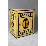 Reserve: 50 EUR        Reklameschrank, Jacobs Kaffee  1 Hl.20 Jh., Deutsch. Grundfarbe weiß/Gelb