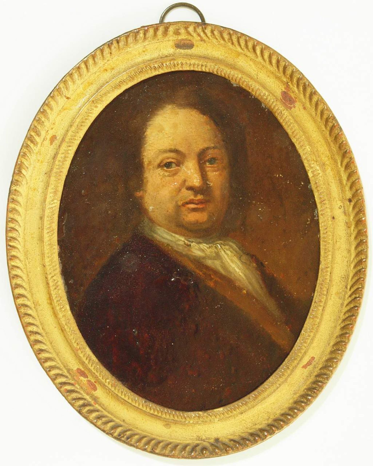 Herrenportrait.
Herrenportrait. 19. Jh. Miniatur, Öl auf Messingplatte. Oval, Höhe 11 cm, Breite 9 - Bild 2 aus 3