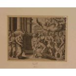 Salamanca, Anton (ital. Künstler 17./18. Jahrhundert): "Biblische Szene". Radierung, inder Platte