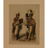 Militär:" Russische Ulanen". Kolorierter Kupferstich von Franz Karl Wolf, Prag 1802. 16 x12cm,