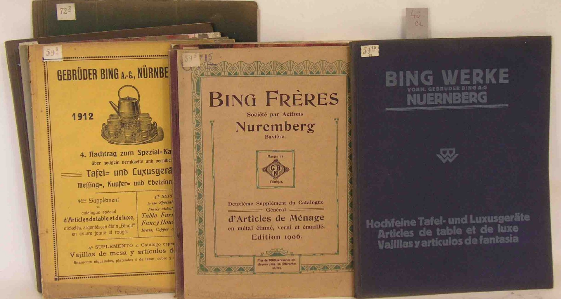 Bing Werke Nürnberg. Prospekte und Preislisten, neun Hefte aus den Jahren 1904 - 1907,1912 und
