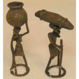 Afrika. Zwei Bronzefiguren Dogon, Höhen: 17 und 18cm.  Mindestpreis: 20 EUR
