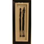 Afrikanische Figuren, neuzeitlich, 47 x 8cm, Rahmen mit Glas.  Mindestpreis: 30 EUR