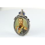 An Important Russian miniature probably by Vasilu Zuyev in a Sapphire and Diamond frame with markers