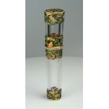 An Elegant rock crystal etui with pearl gold an enamel mounts The scroll work in art noveau taste