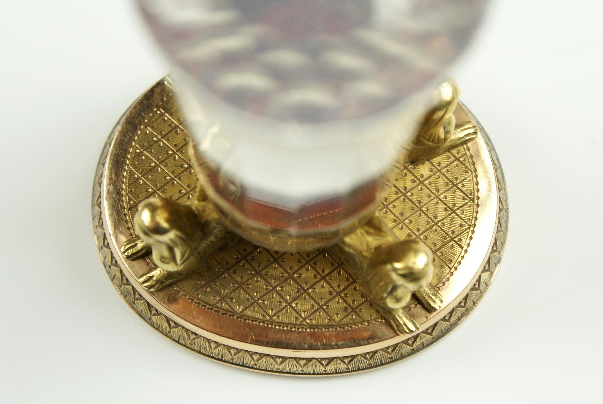 Magnificent 2 colour gold Egyptian Revival Seal matrix engraved with coat of arms of Count - Image 7 of 7