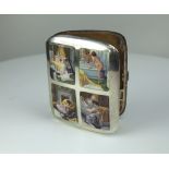 A very Rare 4 scene Erotic enamel cigarette case enamel panels signed RezniceK, c1900, Austria.