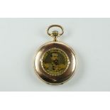 14ct gold hunter pocket watch by PAUL GARNIER with portrait of an officer on the case. Lever