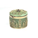 A Faberge gem set Bowinite box Mikheil Perchin, St. Petersburg, circa 1895-1899, of round shape, the
