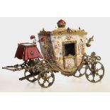 Fine Vienna Enamel Carriage the top lifting to open into a box by Scarlet enamel crown handle