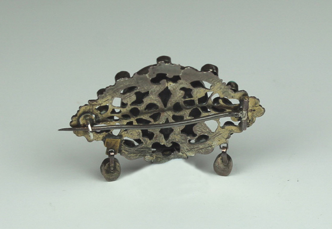 Austro Hungarian silver set Petra Dore brooch, the border set with turquoise and almandine garnet, - Image 2 of 2