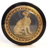 A Gold & Micro Mosaic Tortoiseshell, circular box with prestige marks imitating the charge and