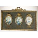 a set of 6  ivory painted miniatures depicting beautiful French madams, Mme Lebrun, Marie