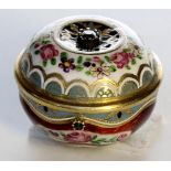 Of flattened ball form multi coloured polychrome enamelled the tops with swages of summer flowers on