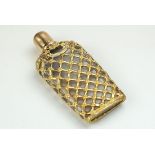 A very Fine and large gold cage work bottle c 1780 . In the original shagreen case the bottle is