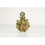 Extremely Rare miniature scent flask by A.J.Strachan The  gold and enamel stopper entwined with