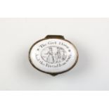 A sweet oval shaped bilston patch box a heart-warming title“ the girl I love, the friend I can