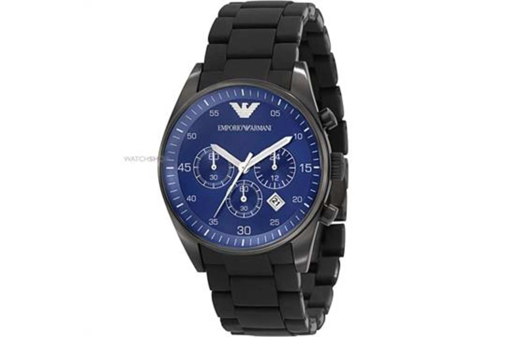 Brand NEW Emporio Armani Mens Armani Sportivo Blue Face  Chronograph Strap Watch AR 5921 With
