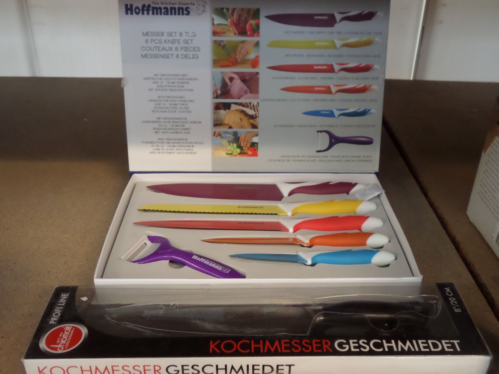 HOFFMANNS SET OF 6 KNIFE SET AND KOCHMESSER GESCHMIEDET 8" KNIFE