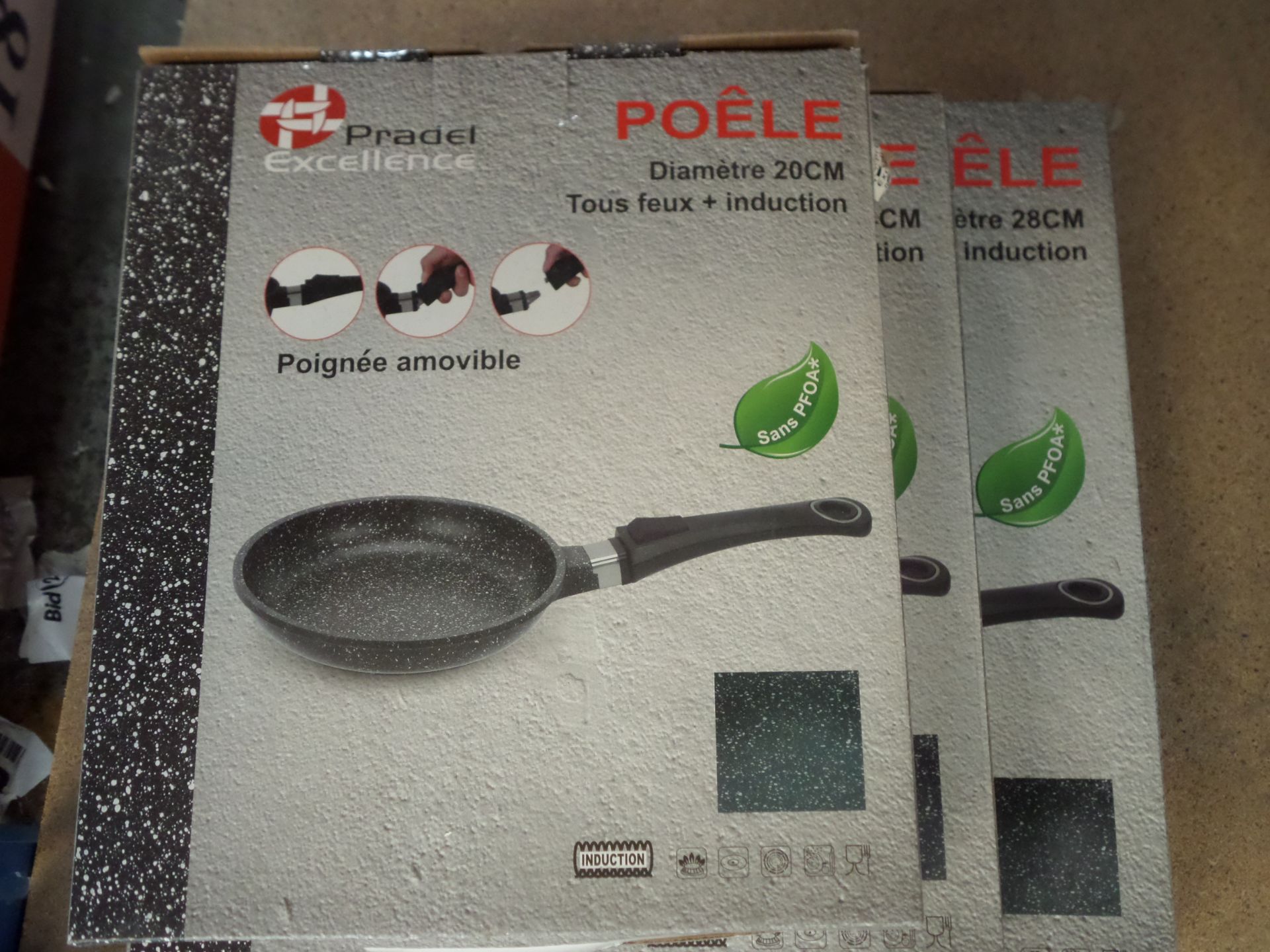 3X PRADEL EXCELLENCE POELE PANS SIZES 20CM -24CM- 28CM