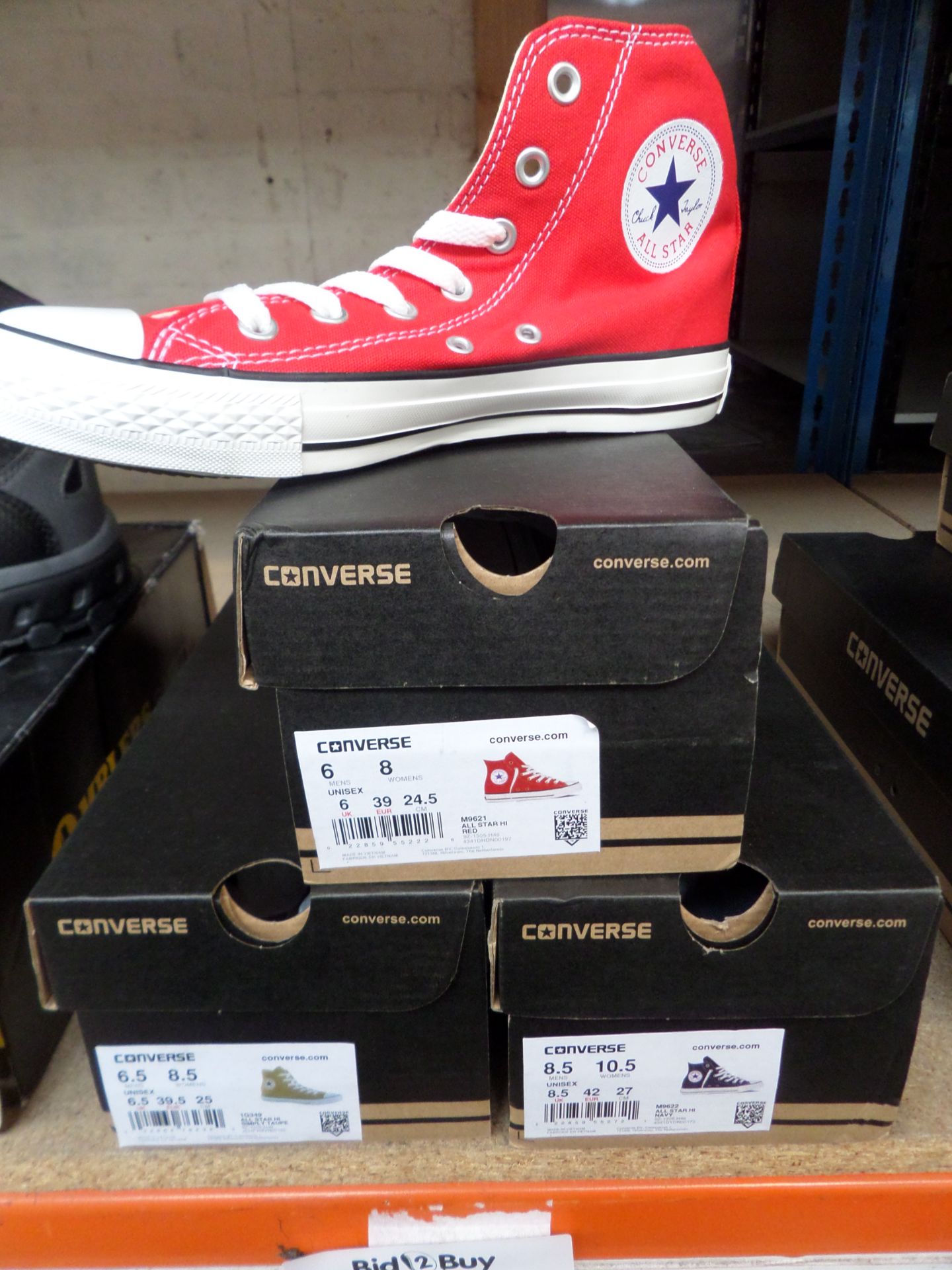 3 X Converse All Star Hi Top Canvass Trainer Navy/Taupe/Red Sizes 6-8.5 (New)