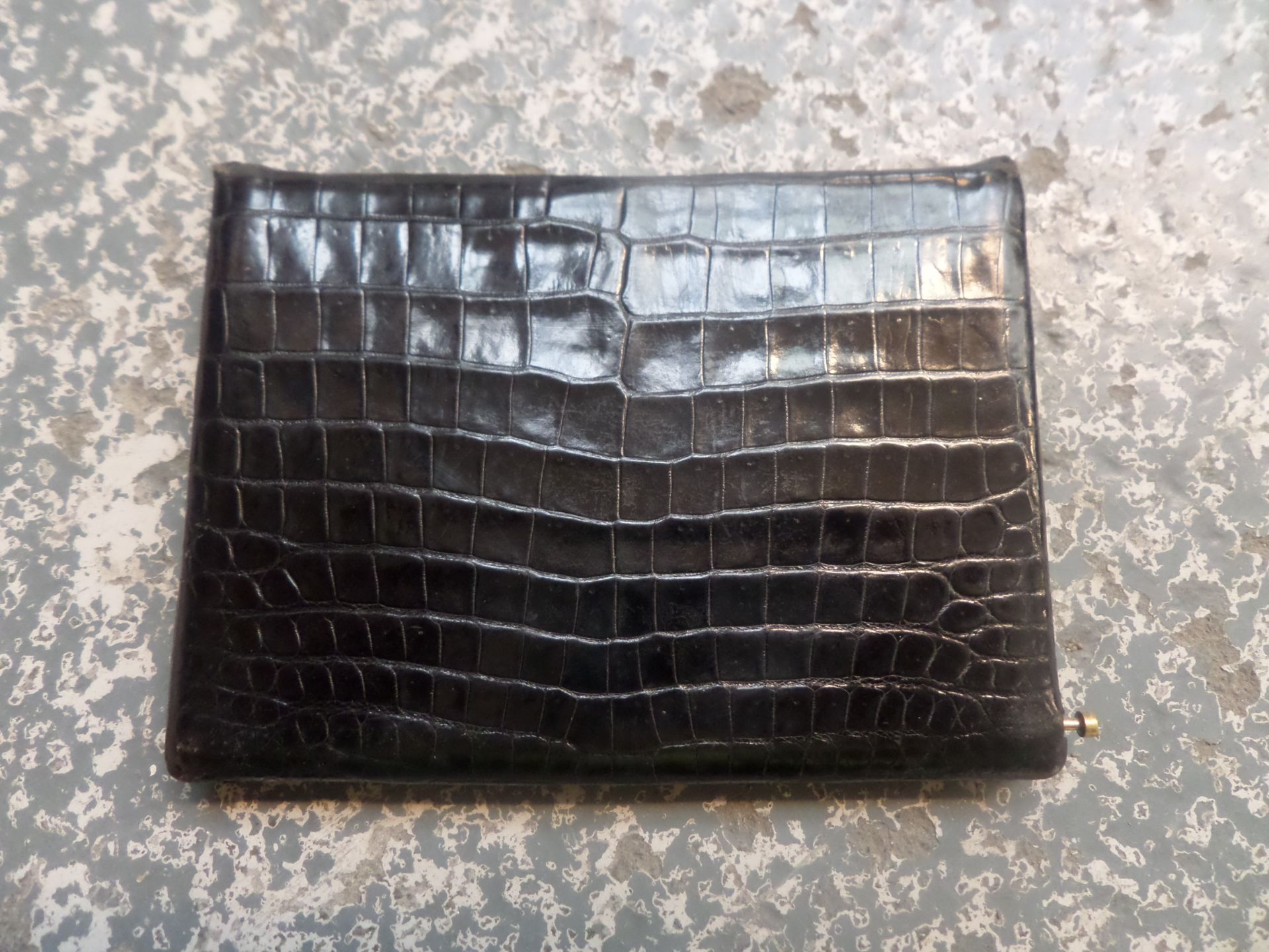 ANTIQUE VINTAGE ASPREY BLACK CROCODILE CARD CASE by ASPREY LONDON.