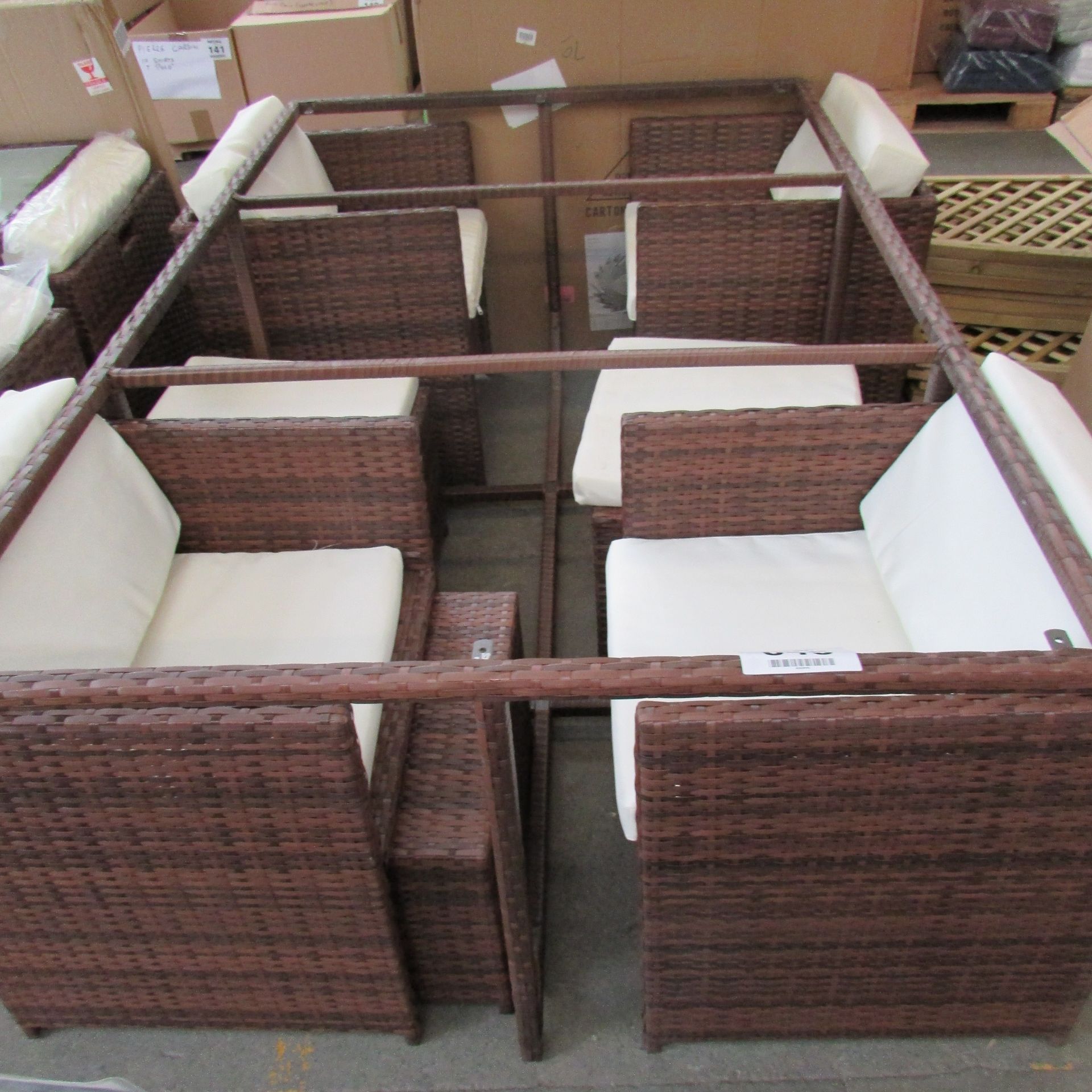 8 PIECE OUTDOOR RATTAN SET IN BROWN (NO GLASS)