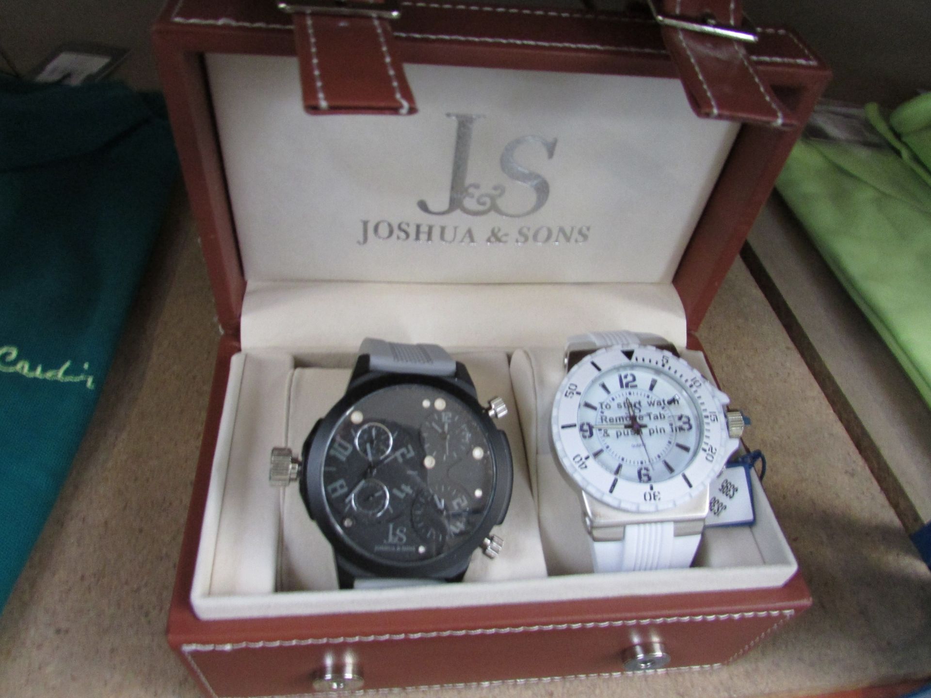 2X JOSHUA & SONS MENS WATCHES LARGE FACES MODEL NUMBER JS38WT/JS-40-GY