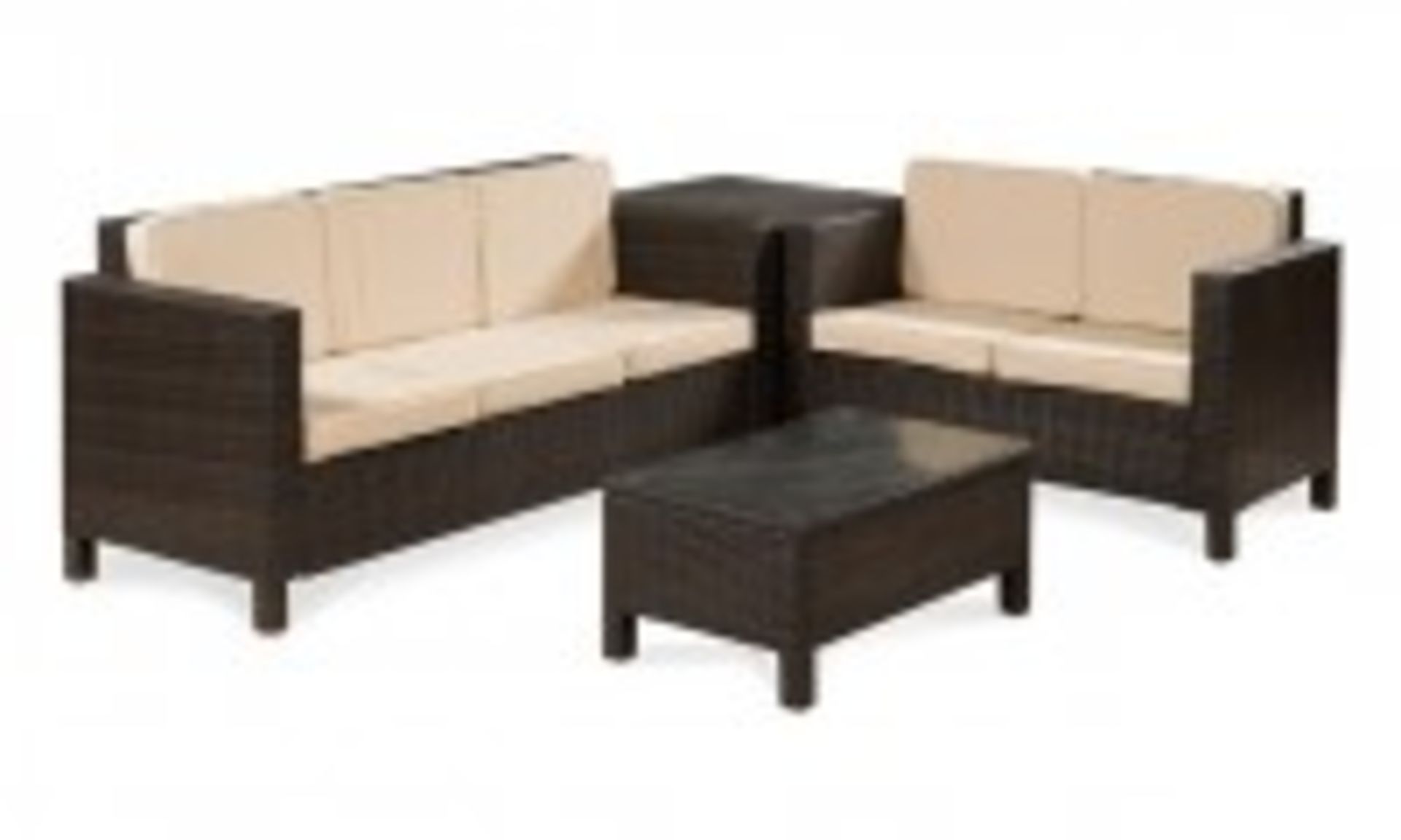 4 PIECE CORNER RATTAN SET IN BLACK