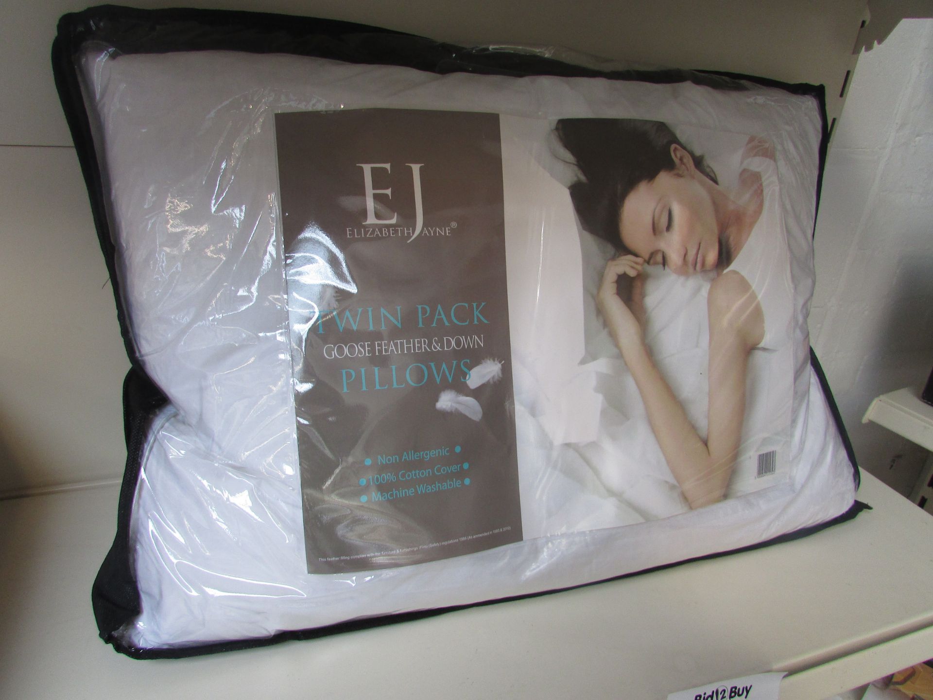 Elizabeth Jayne Pack of 2 Goose Feather & Down Pillows