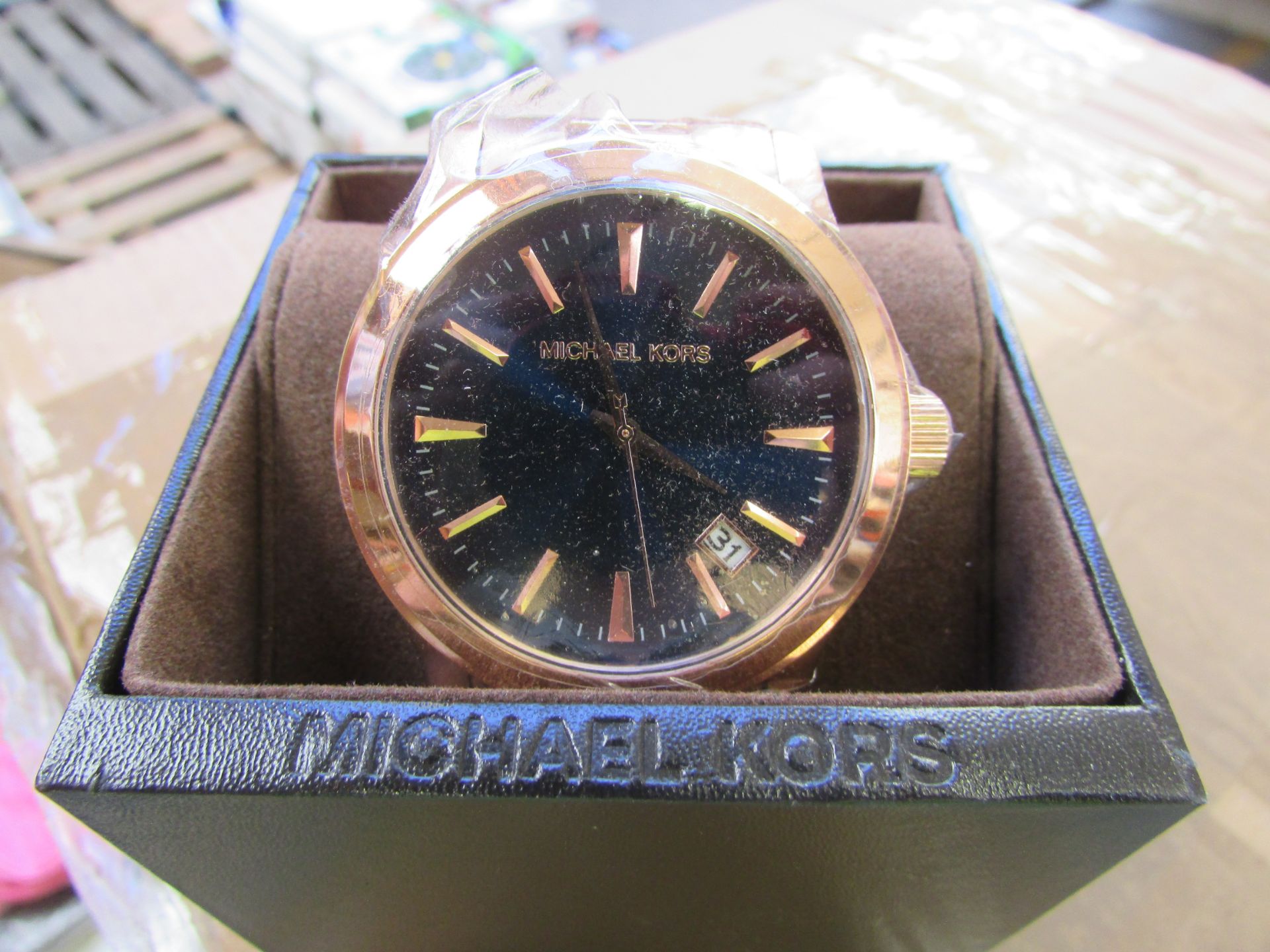 Michael Kors Men's Runway Rose Gold-Tone Stainless Steel Bracelet Watch 45mm MK7065