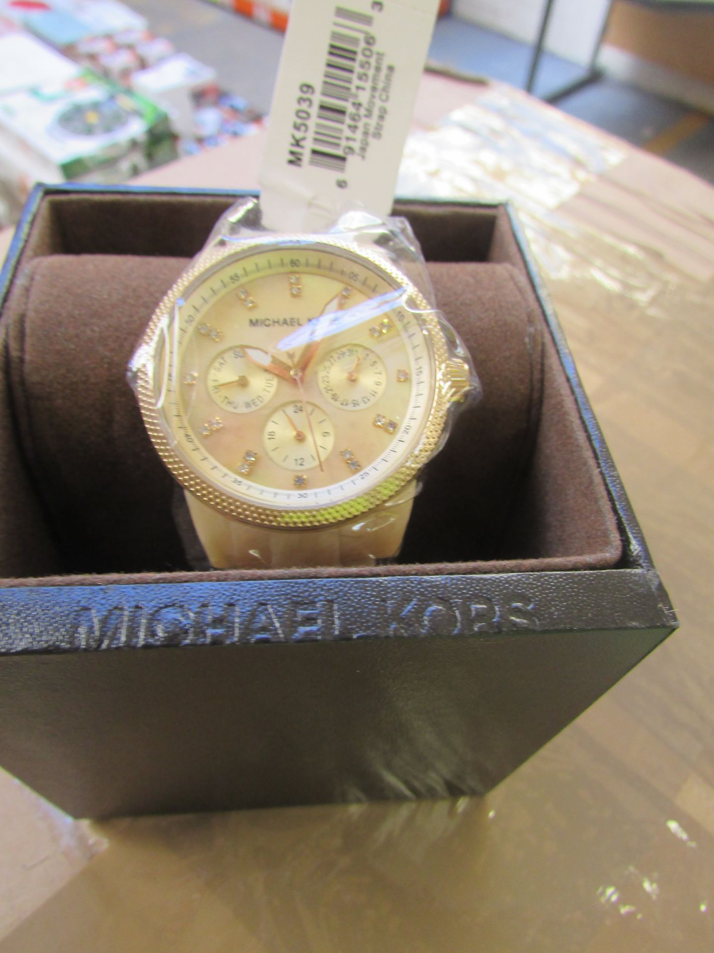 Michael Kors Ladies Acrylic Horn Chronograph with Stones Watch MK5039